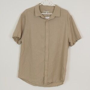 NWT Onia Linen Blend Camp Shirt Men's XL Button Down Resort Coastal Beach Khaki